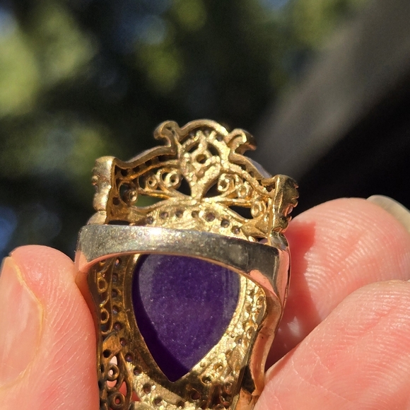 Sugilite Topaz & Amethyst Sterling & Gold Ring Sz6.75 - Picture 8 of 10